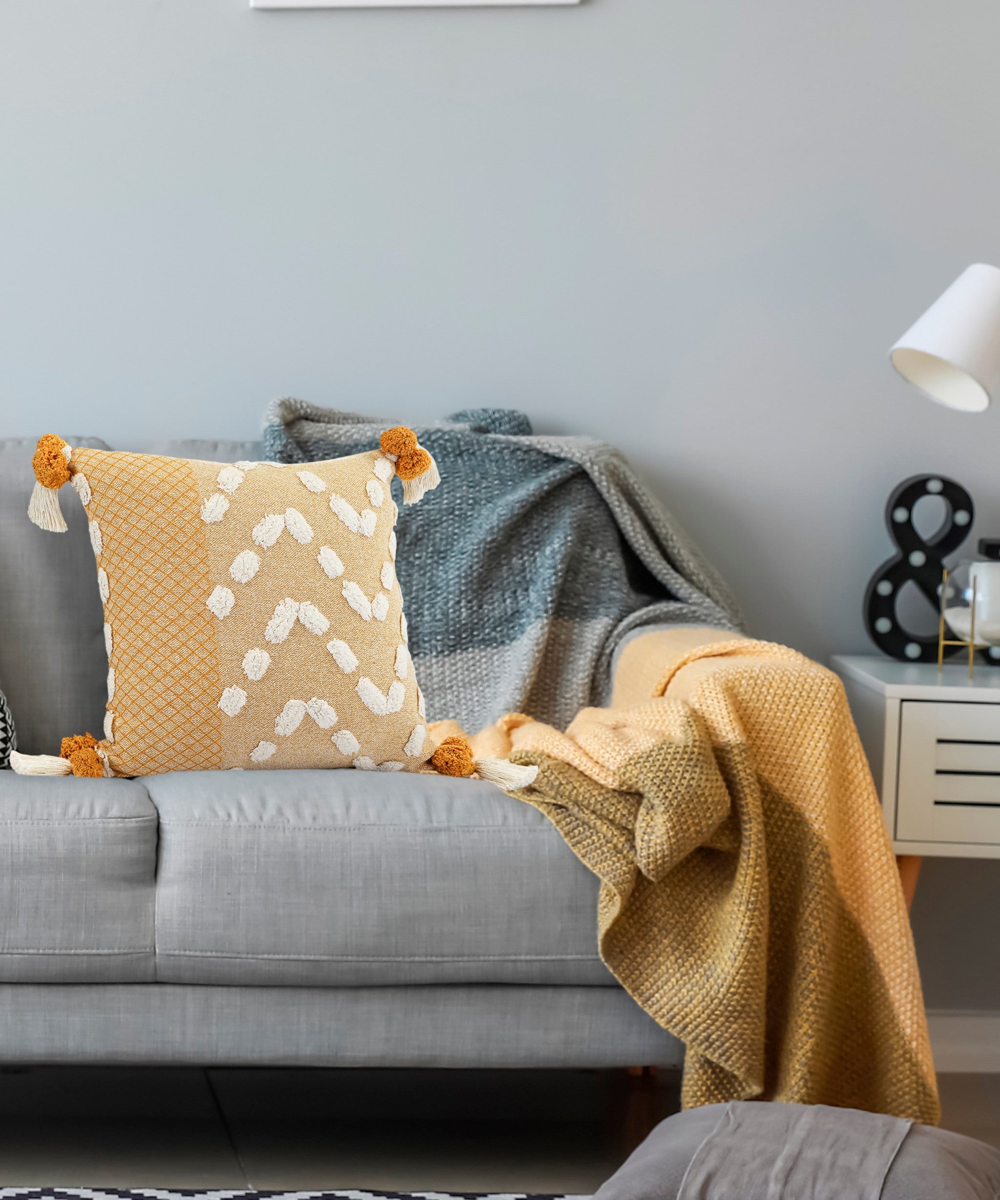 Red Geometric Zippered 100% Cotton Throw Pillow Set Of Two - 20" X 20"