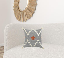 Gray Geometric Zippered 100% Cotton Throw Pillow Set Of Two - 20