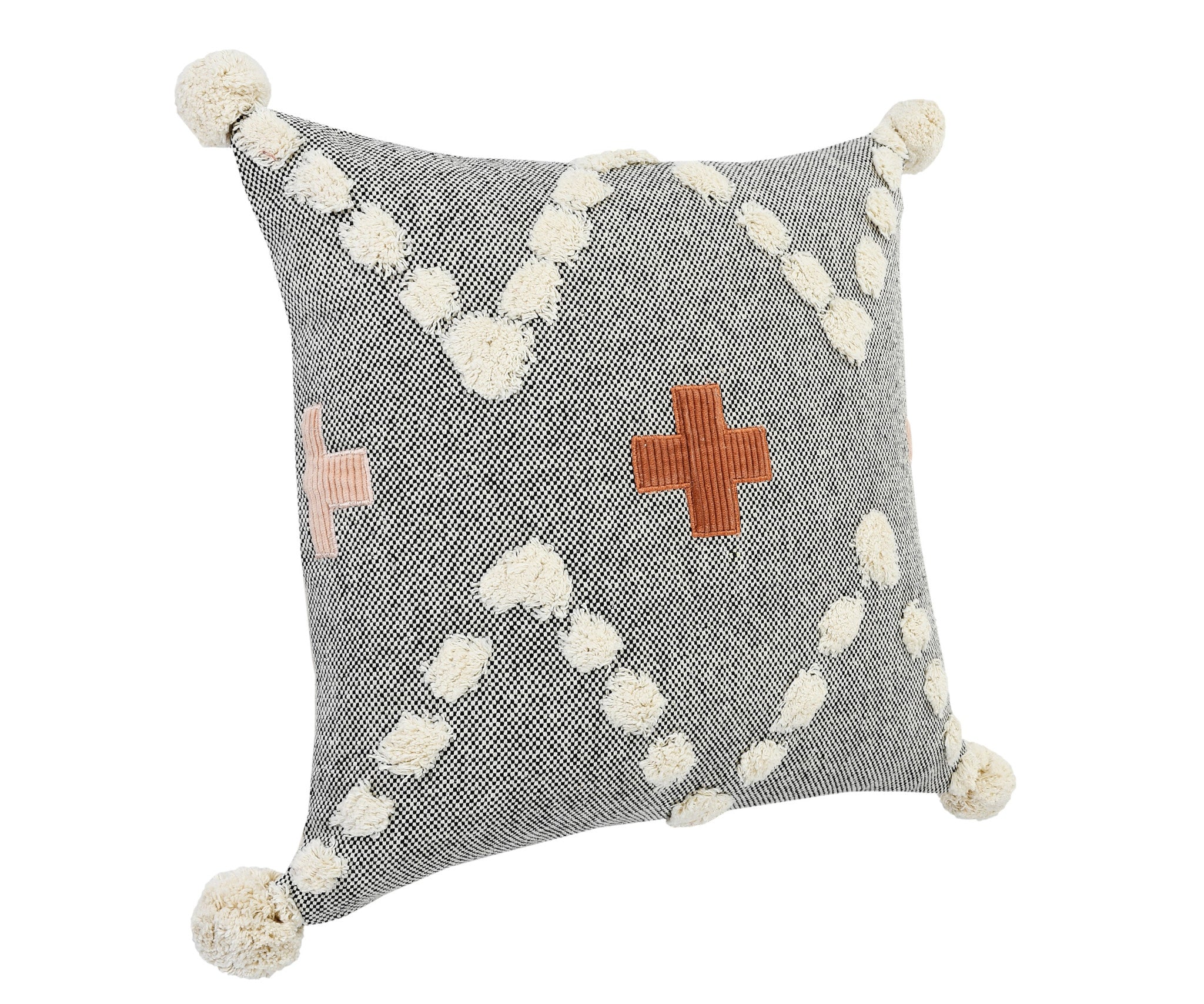 Gray Geometric Zippered 100% Cotton Throw Pillow Set Of Two - 20" x 20"