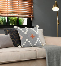 Gray Geometric Zippered 100% Cotton Throw Pillow Set Of Two - 20