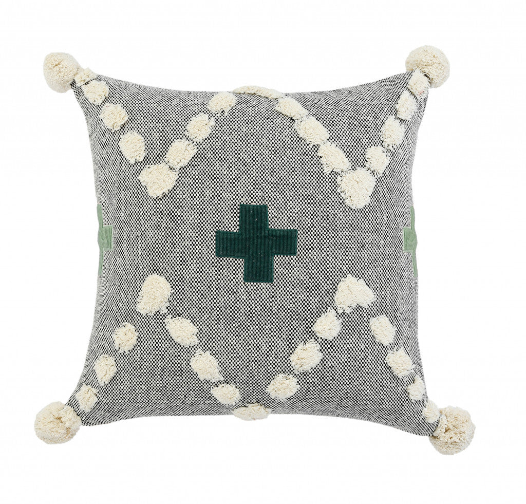 Gray Geometric Zippered 100% Cotton Throw Pillow Set Of Two - 20" x 20"