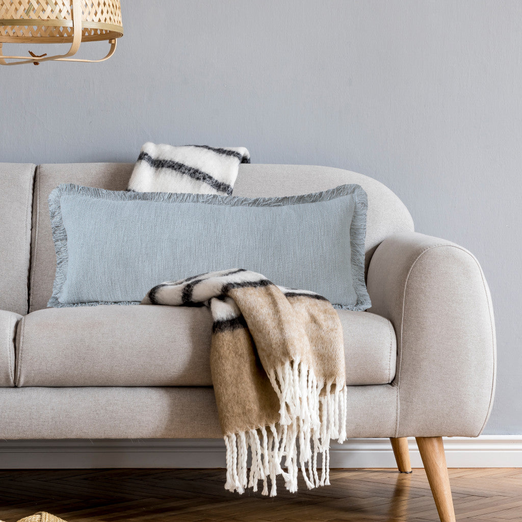 Blue Abstract Zippered 100% Cotton Throw Pillow Set Of Two - 20" x 20"