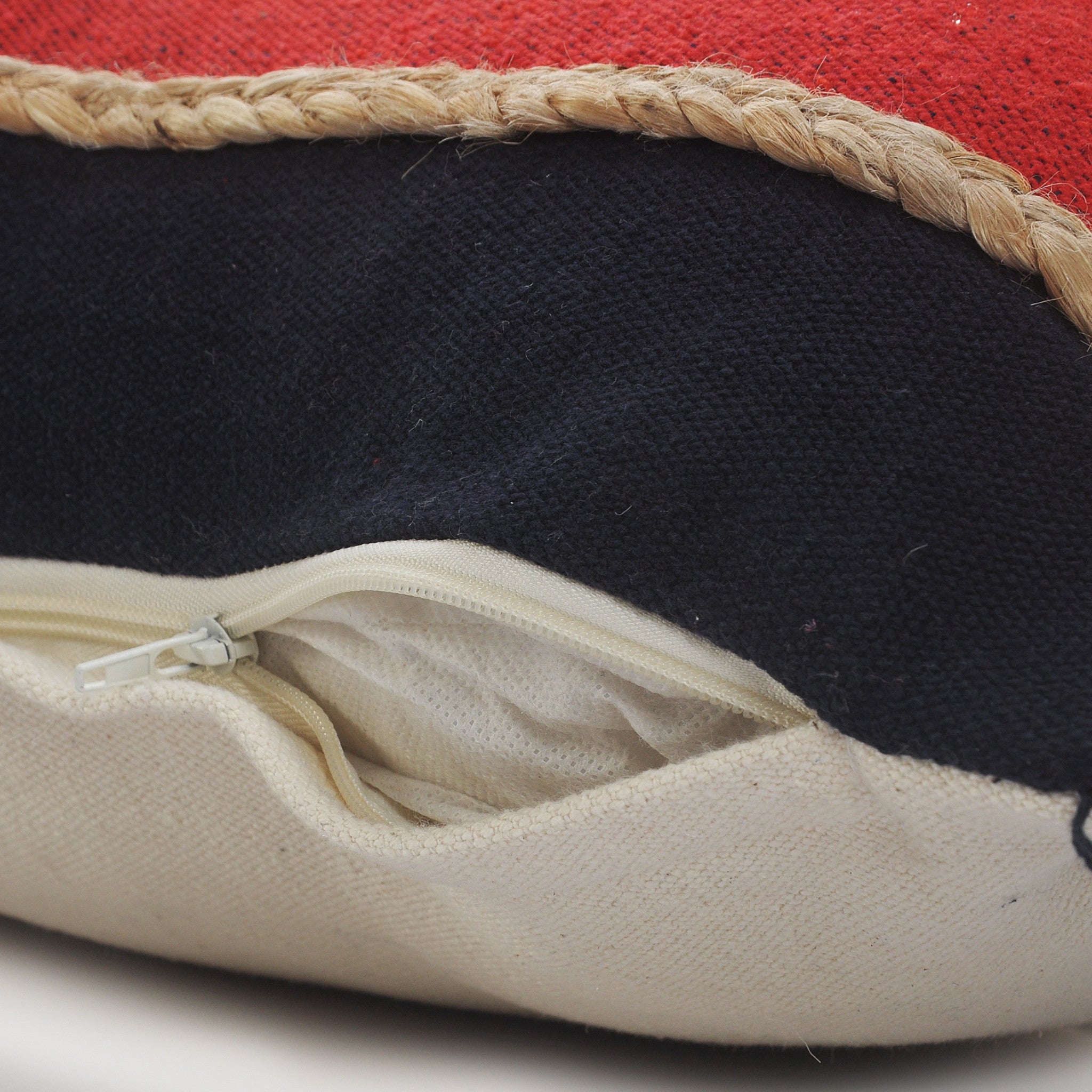 Set Of Two 24" X 24" Red Striped Zippered 100% Cotton Throw Pillow