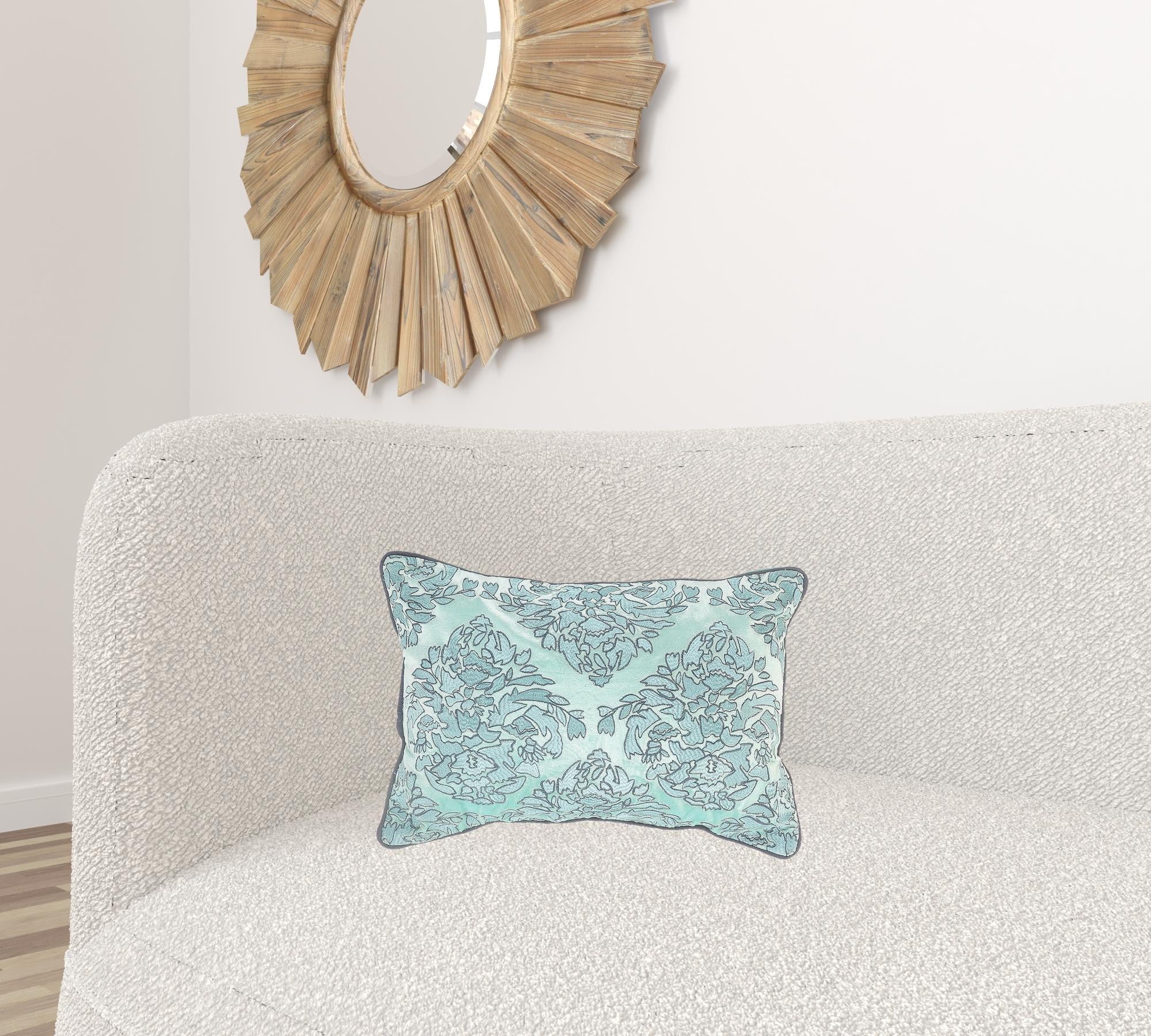 Set Of Two 14" X 20" Blue Abstract Zippered 100% Cotton Throw Pillow