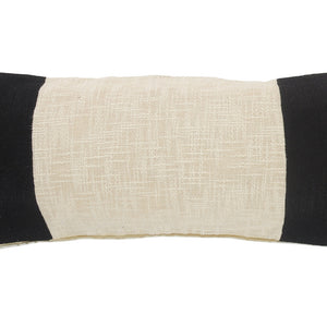 Set Of Two 20" X 20" Black Striped Zippered 100% Cotton Throw Pillow