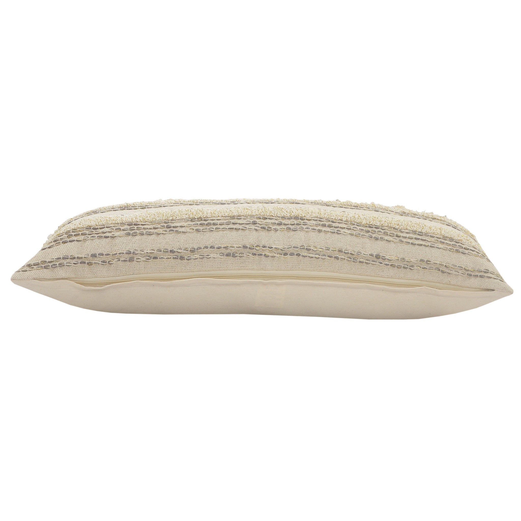 Set Of Two 20" X 20" Cream Striped Zippered 100% Cotton Throw Pillow