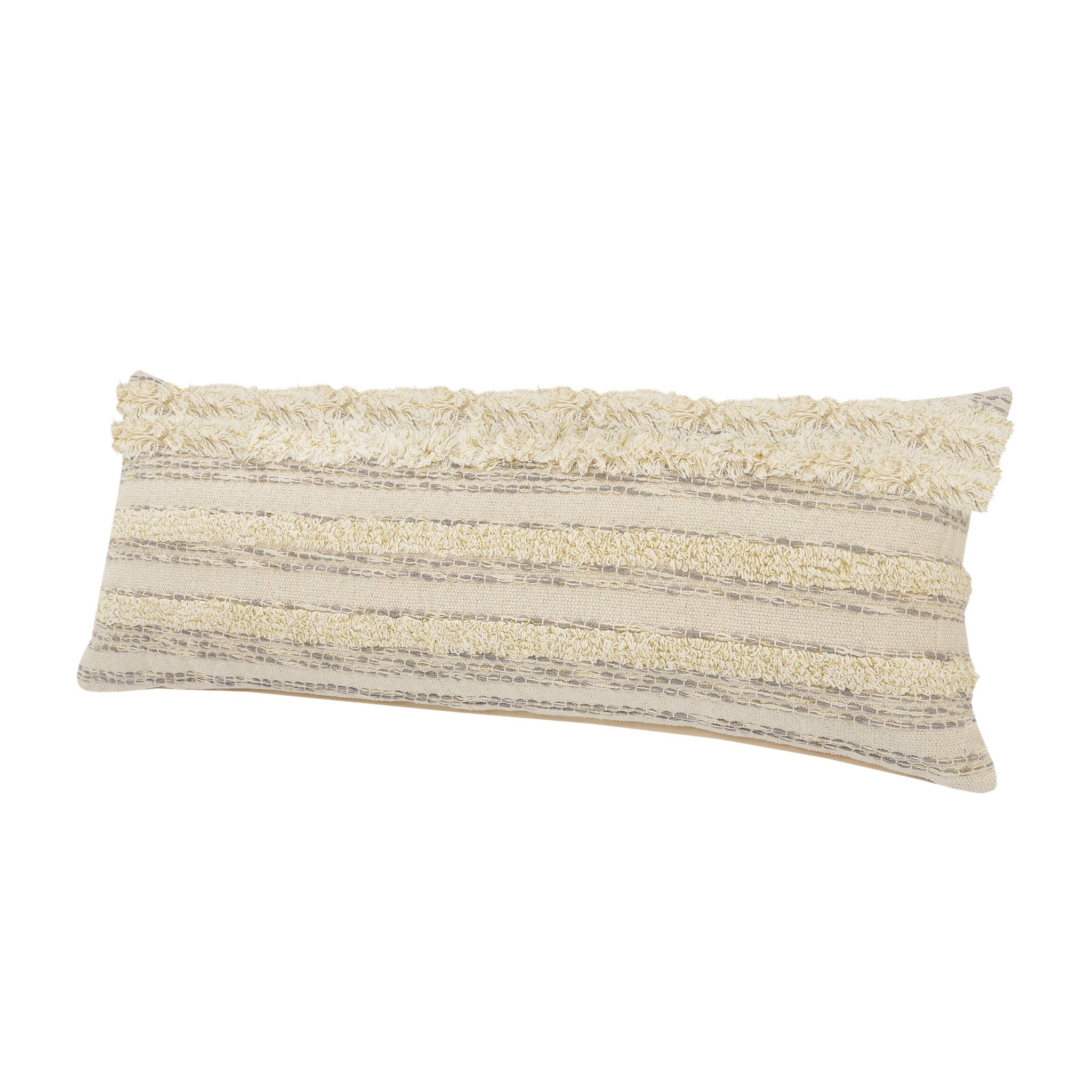 Set Of Two 20" X 20" Cream Striped Zippered 100% Cotton Throw Pillow