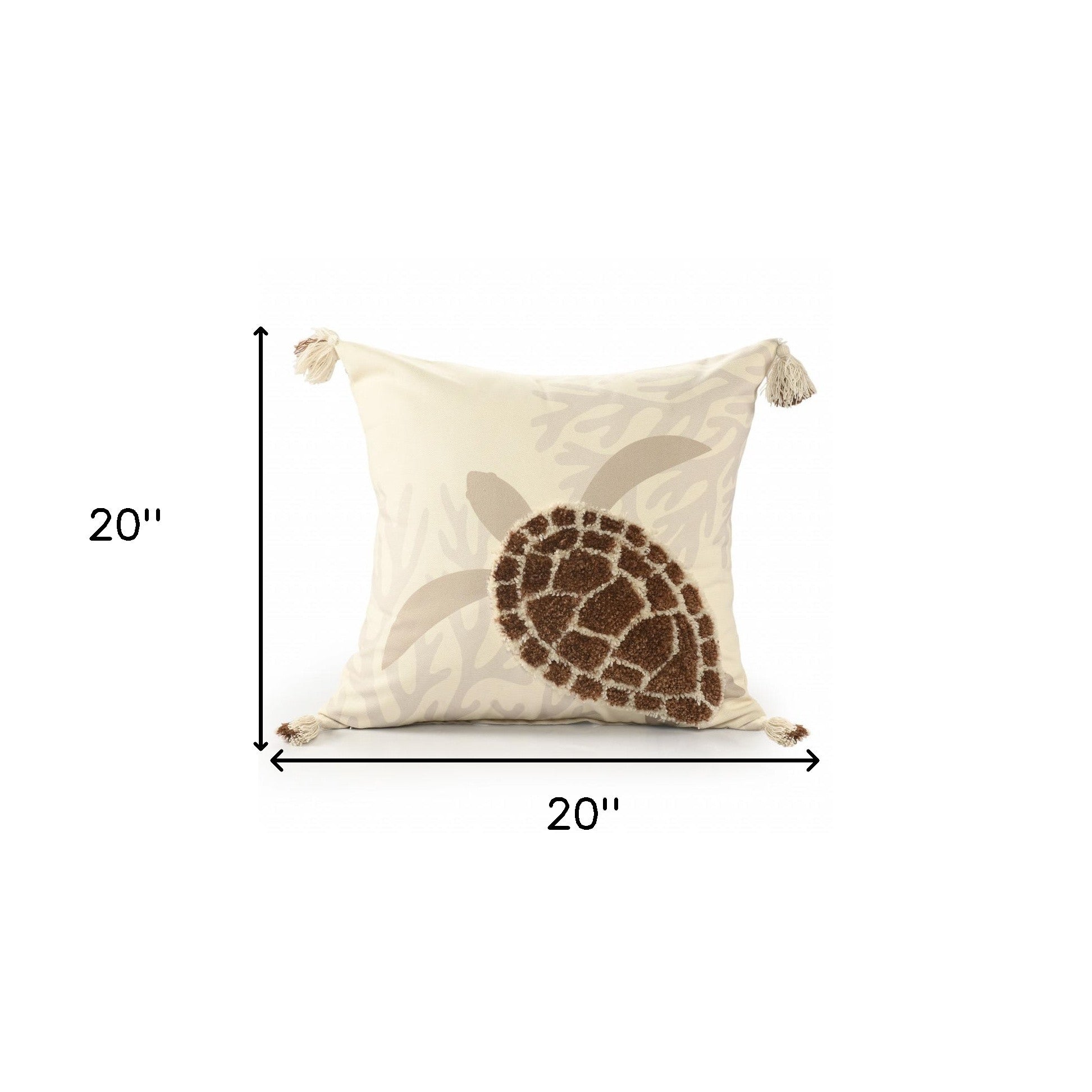 Set Of Two 20" X 20" Brown Turtle Animal Print Zippered Polyester Throw Pillow