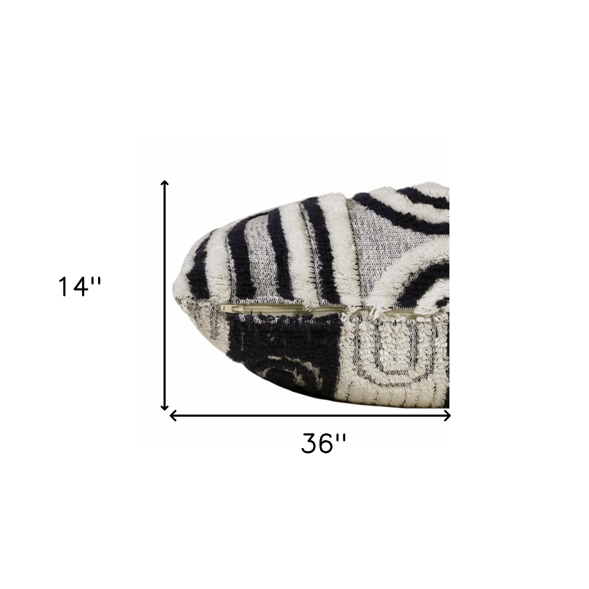 Set Of Two 14" X 36" White Geometric Zippered 100% Cotton Throw Pillow