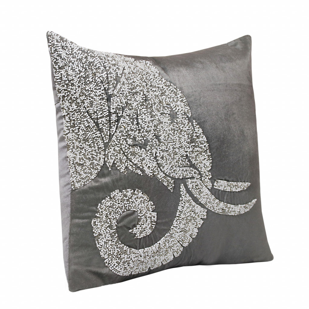 Set Of Two 20" X 20" Gray Elephant Animal Print Zippered Polyester Throw Pillow