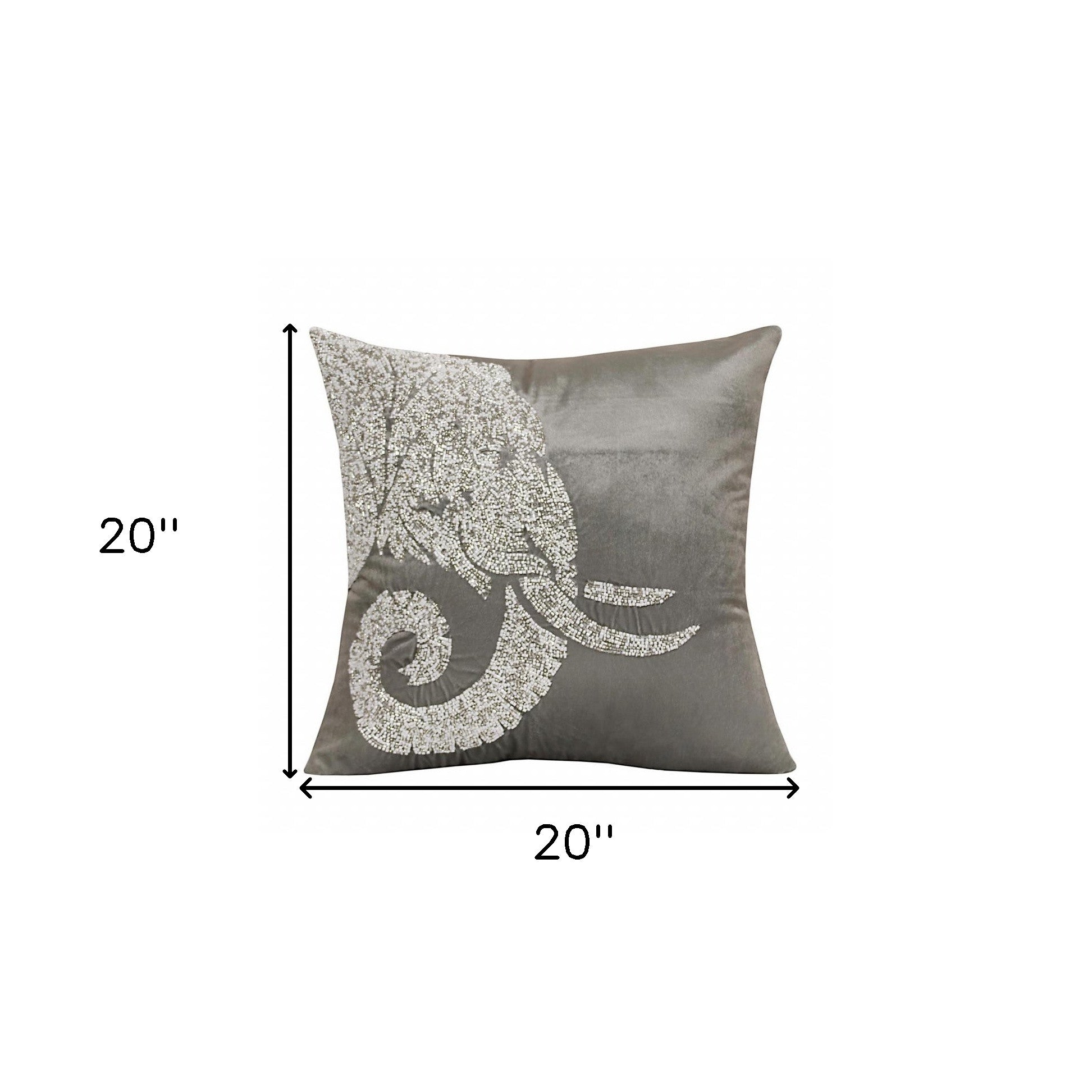 Set Of Two 20" X 20" Gray Elephant Animal Print Zippered Polyester Throw Pillow