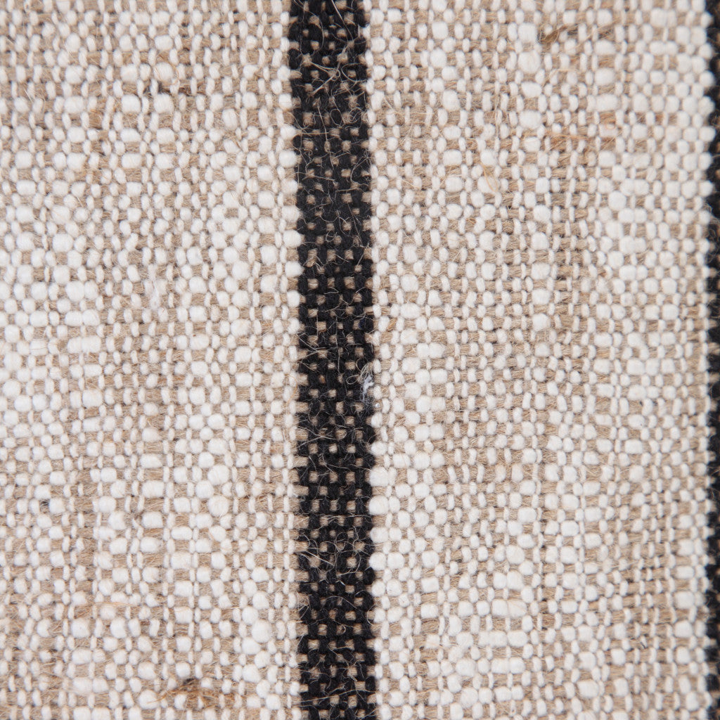 Set Of Two 20" X 20" Tan Striped Zippered Jute Throw Pillow