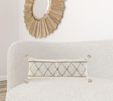 White Geometric Zippered 100% Cotton Throw Pillow Set Of Two 20