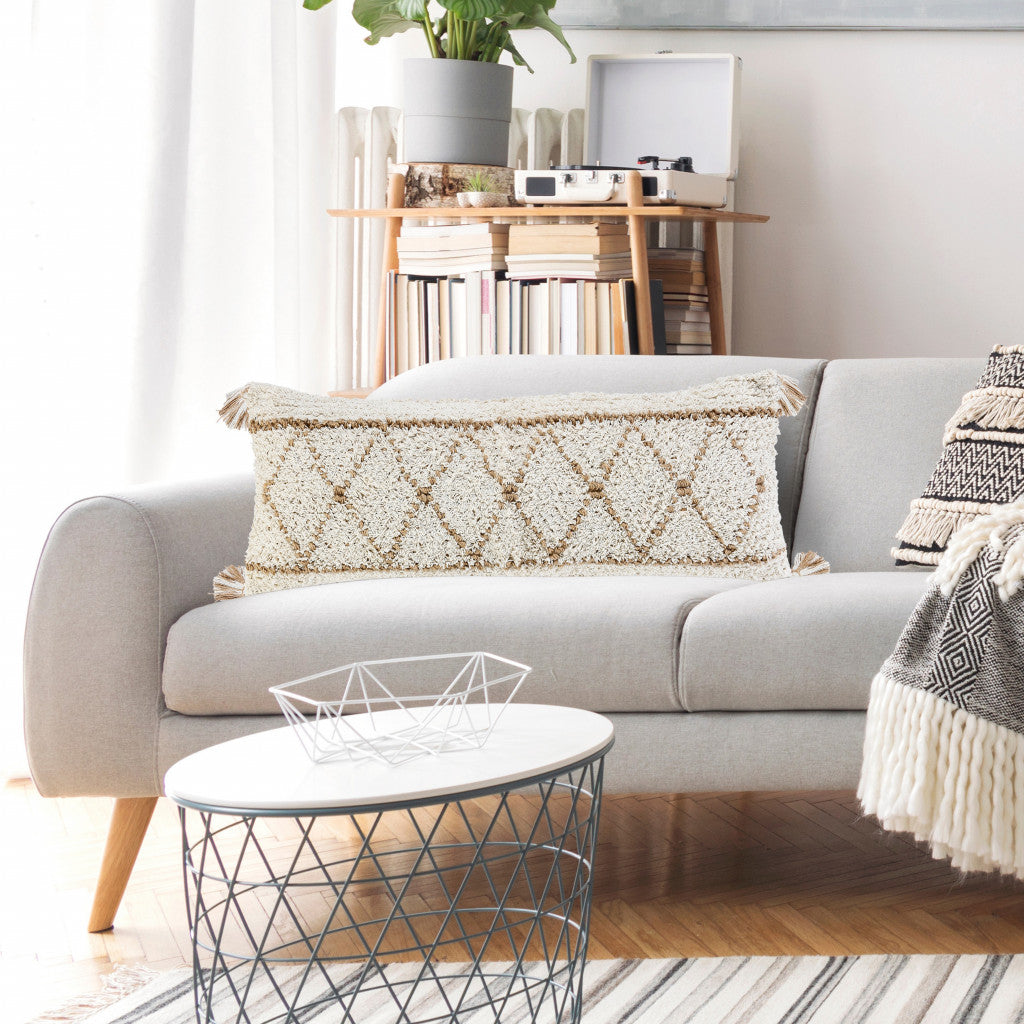 White Geometric Zippered 100% Cotton Throw Pillow Set Of Two 20" X 20"