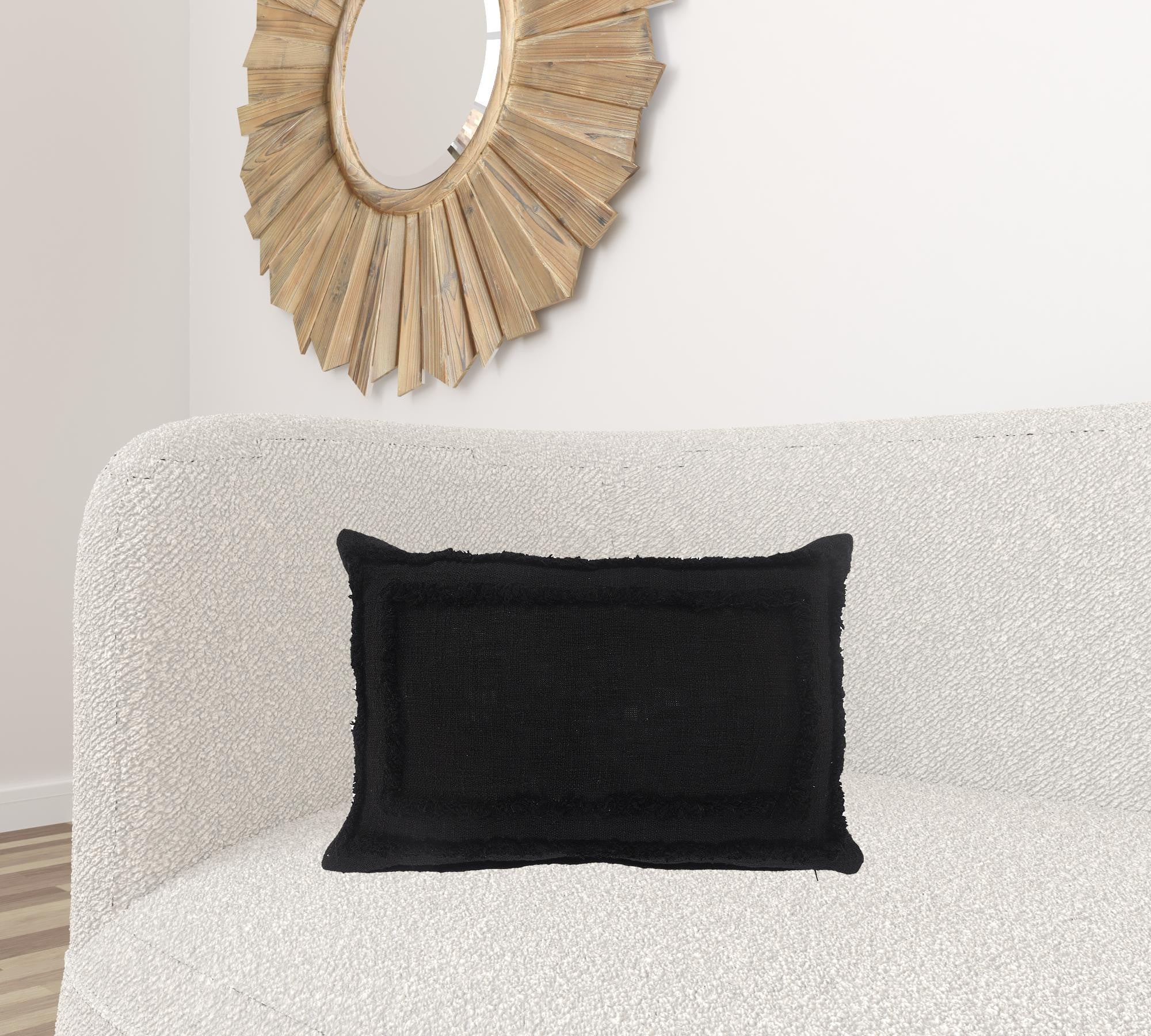 Black Geometric Zippered 100% Cotton Throw Pillow Set Of Two 20" X 20"