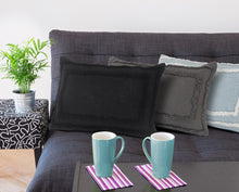 Black Geometric Zippered 100% Cotton Throw Pillow Set Of Two 20