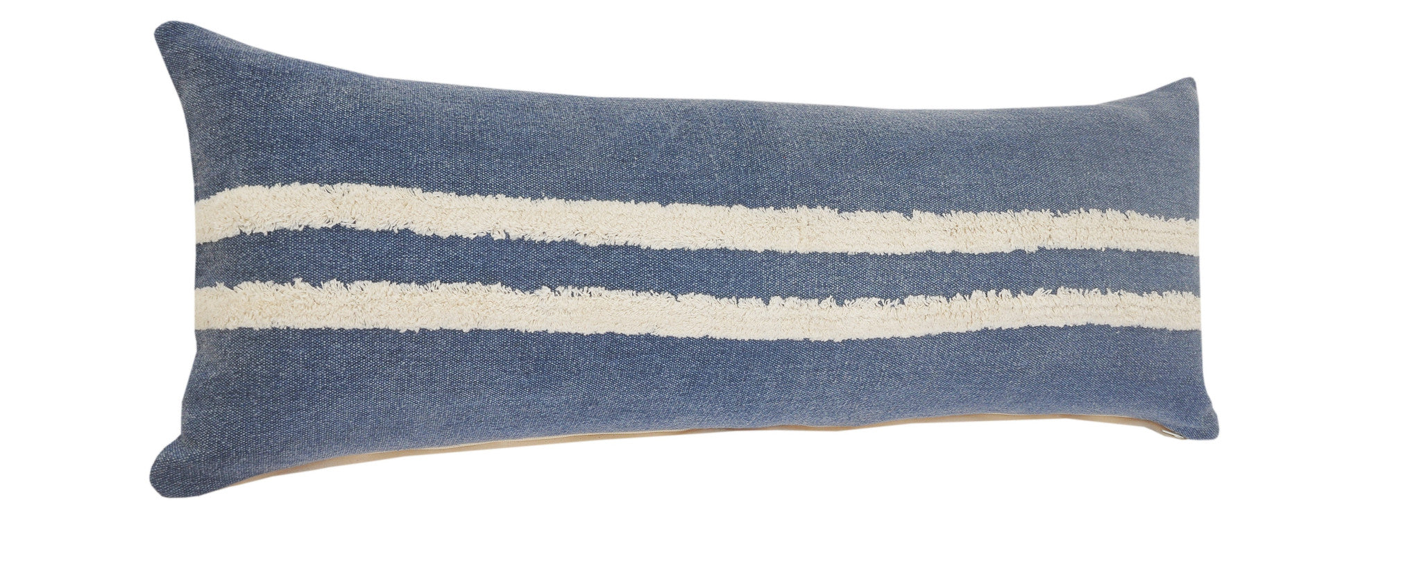 Blue Striped Zippered 100% Cotton Throw Pillow Set Of Two 20" X 20"