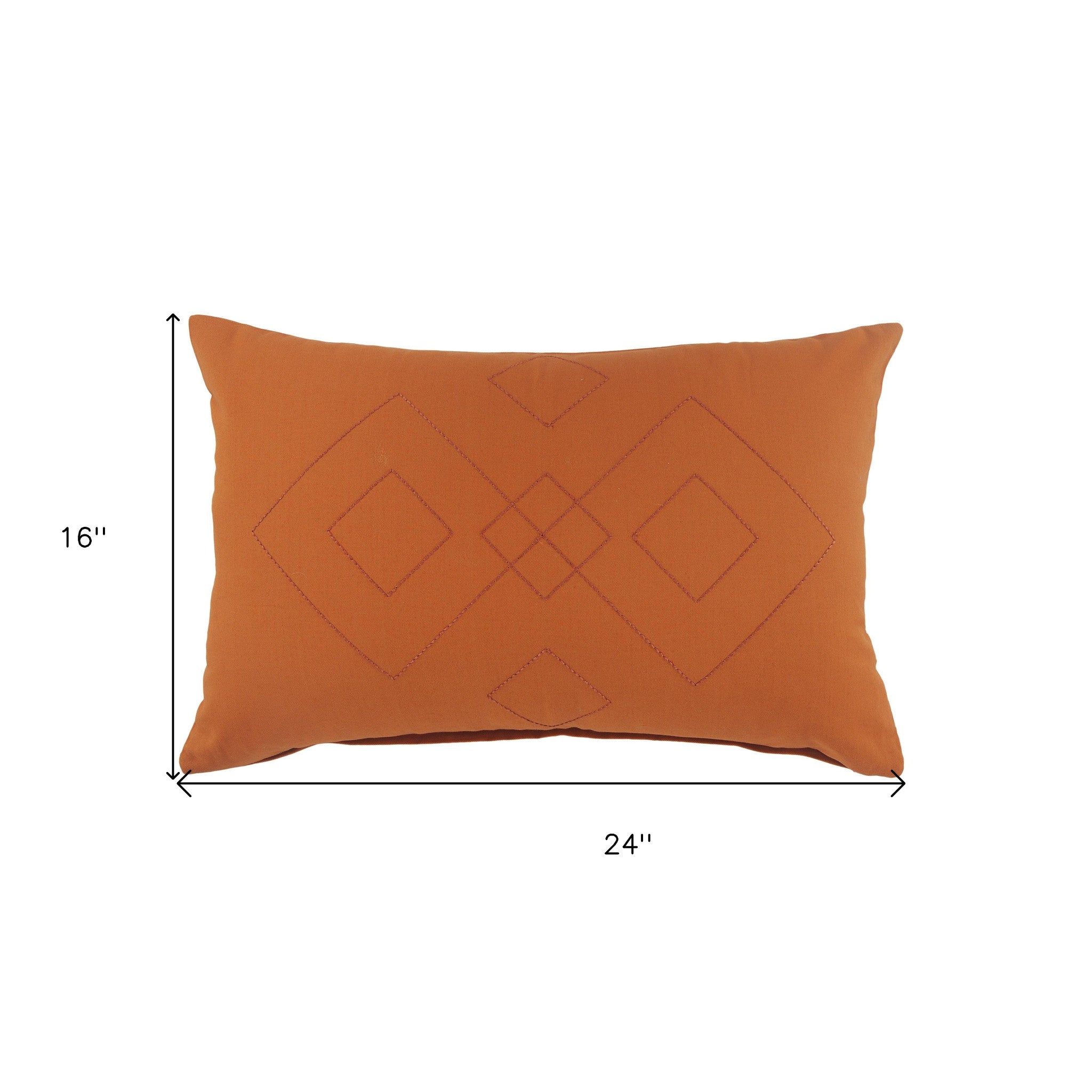 Set Of Two 20" X 20" Orange Diamond Zippered 100% Cotton Throw Pillow