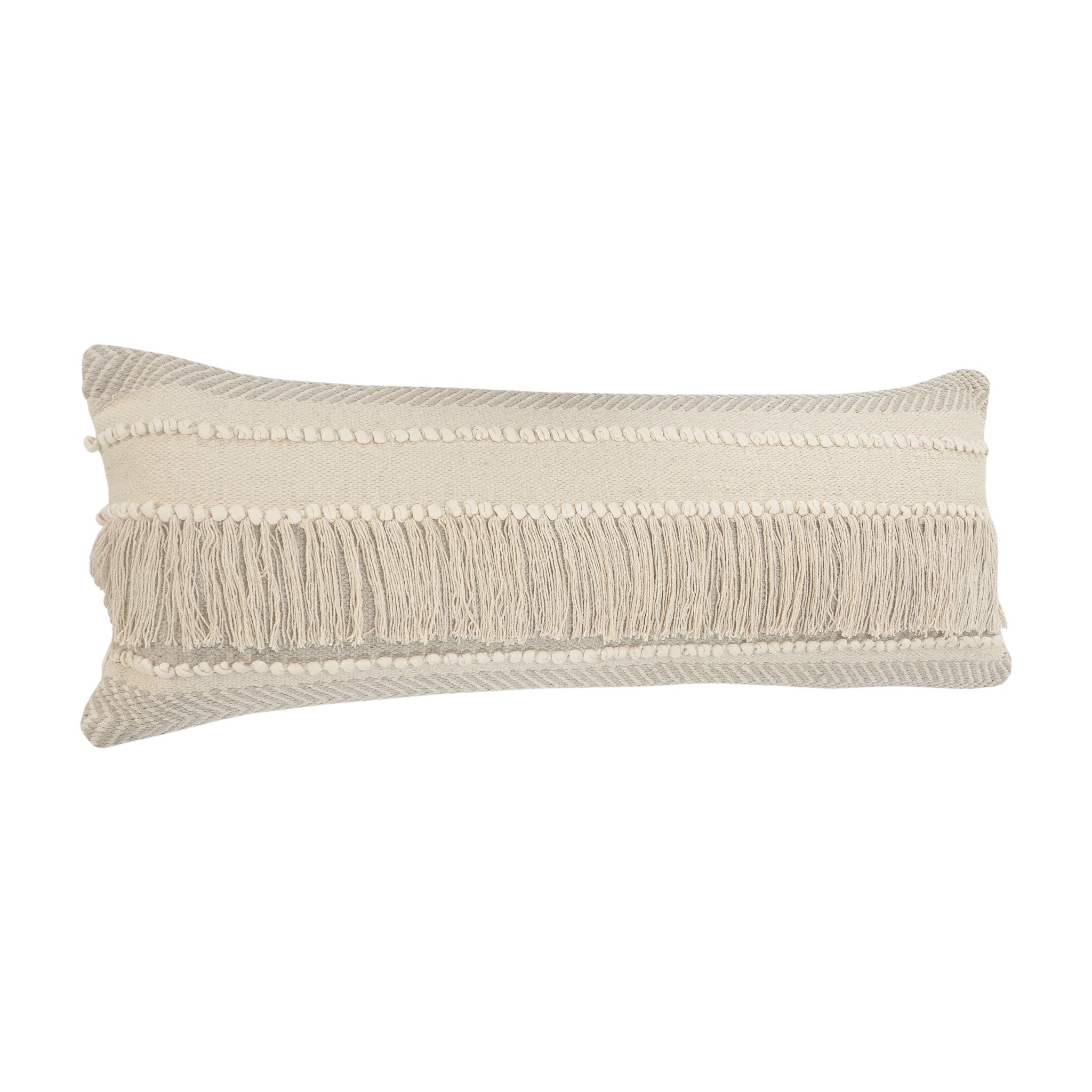 Set Of Two 14" X 36" Tan Chevron Zippered 100% Cotton Throw Pillow