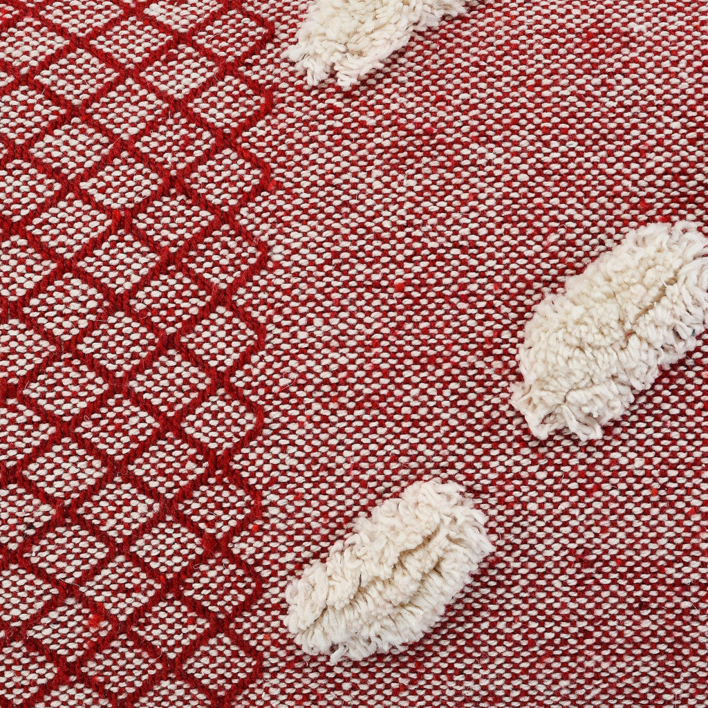 Red Geometric Zippered 100% Cotton Throw Pillow Set Of Two - 20" X 20"