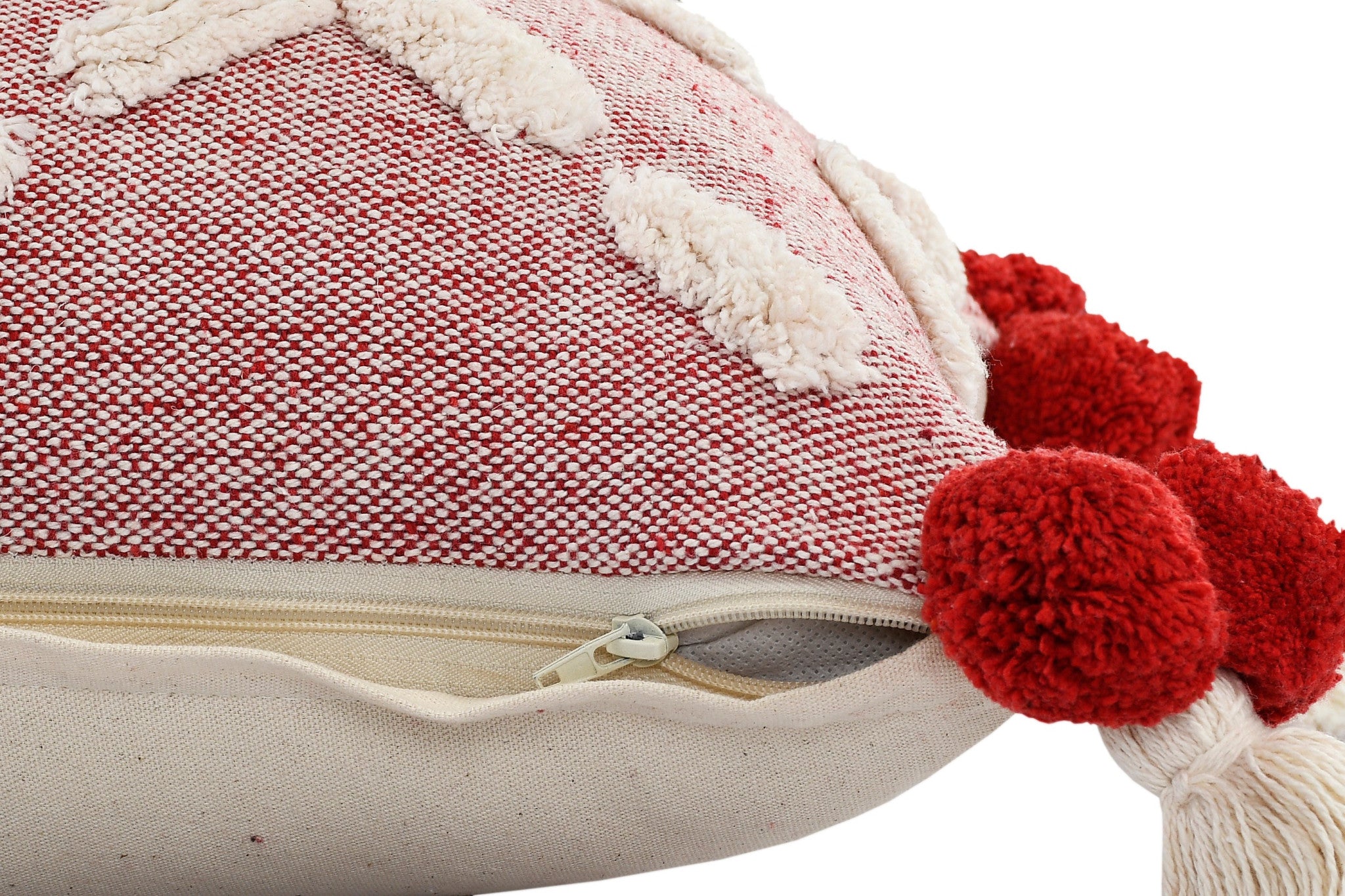 Red Geometric Zippered 100% Cotton Throw Pillow Set Of Two - 20" X 20"