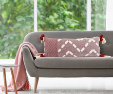 Red Geometric Zippered 100% Cotton Throw Pillow Set Of Two - 20