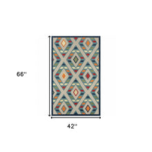 2' X 3' Blue Striped Non Skid Indoor Outdoor Area Rug