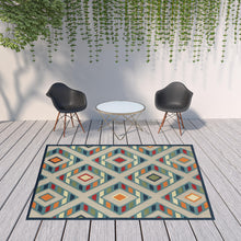 2' X 3' Blue Striped Non Skid Indoor Outdoor Area Rug