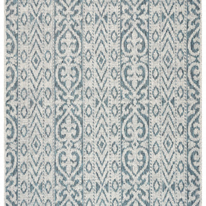 2' X 3' Blue Damask Indoor Outdoor Area Rug