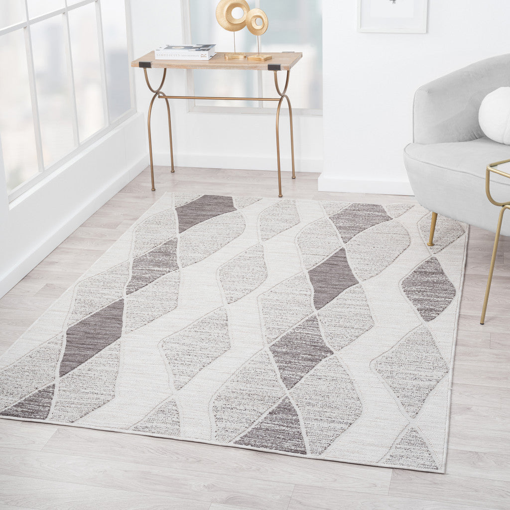 5' X 7' Blue Geometric Indoor Outdoor Area Rug