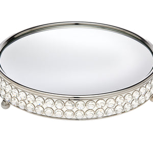 10" Silver Metallic Round Indoor Outdoor Vanity Tray