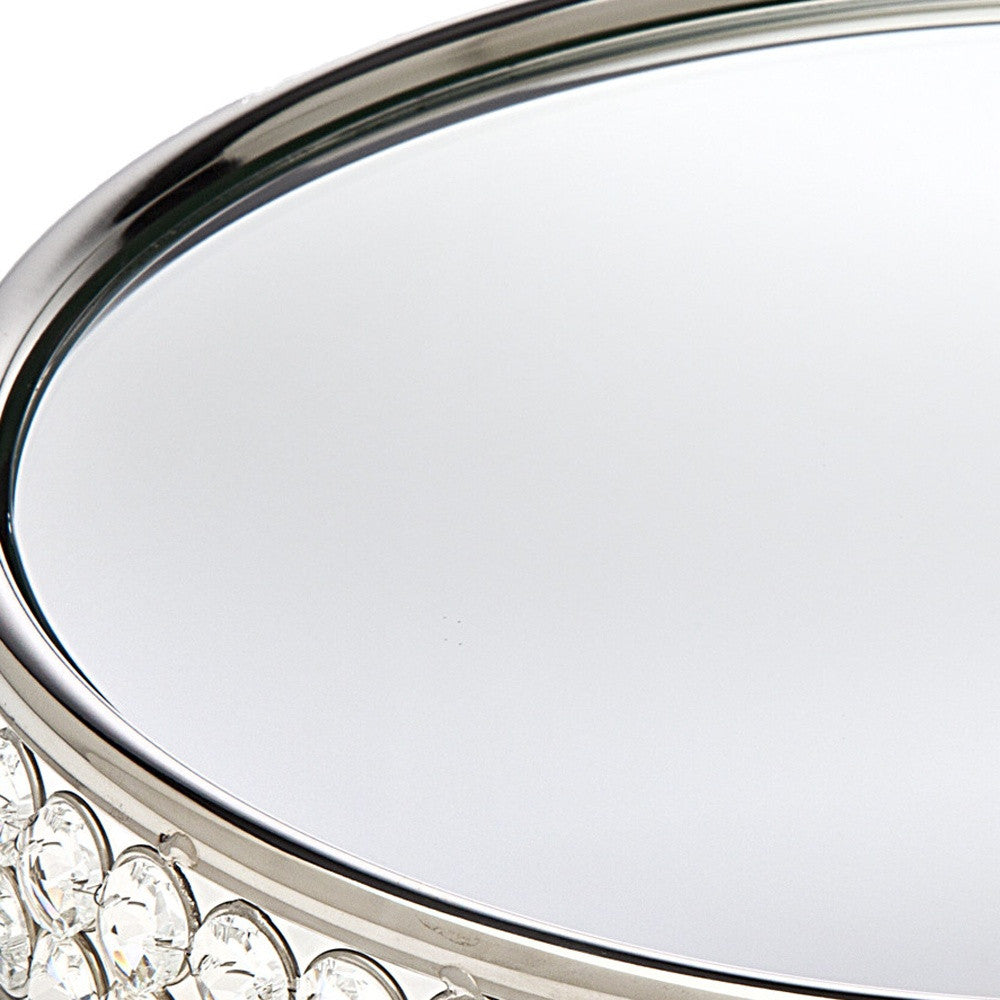 10" Silver Metallic Round Indoor Outdoor Vanity Tray