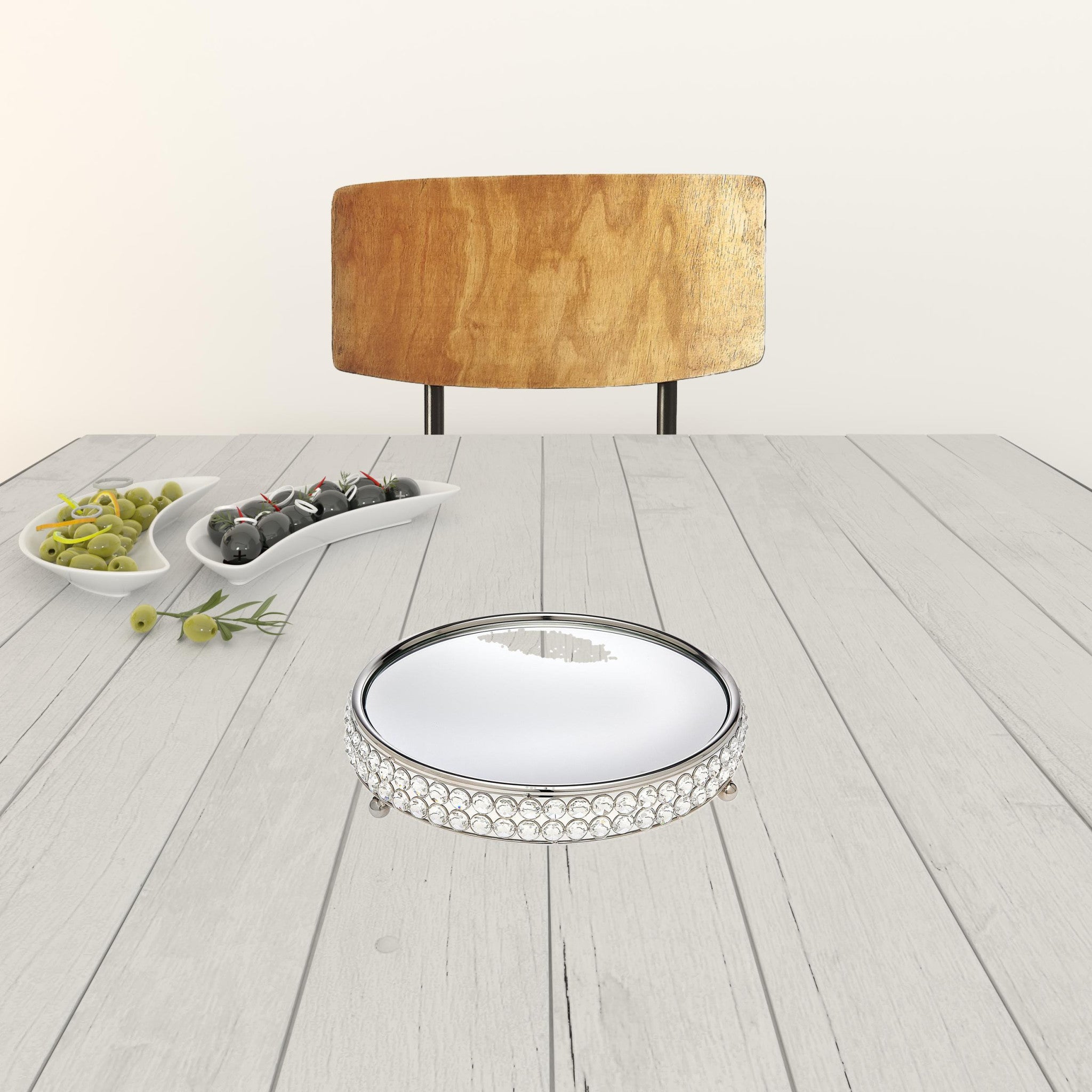 10" Silver Metallic Round Indoor Outdoor Vanity Tray