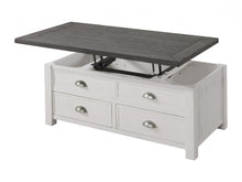 White And Grey Solid Wood Distressed Lift Top Coffee Table With Storage 48