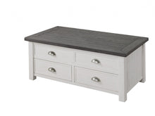 White And Grey Solid Wood Distressed Lift Top Coffee Table With Storage 48