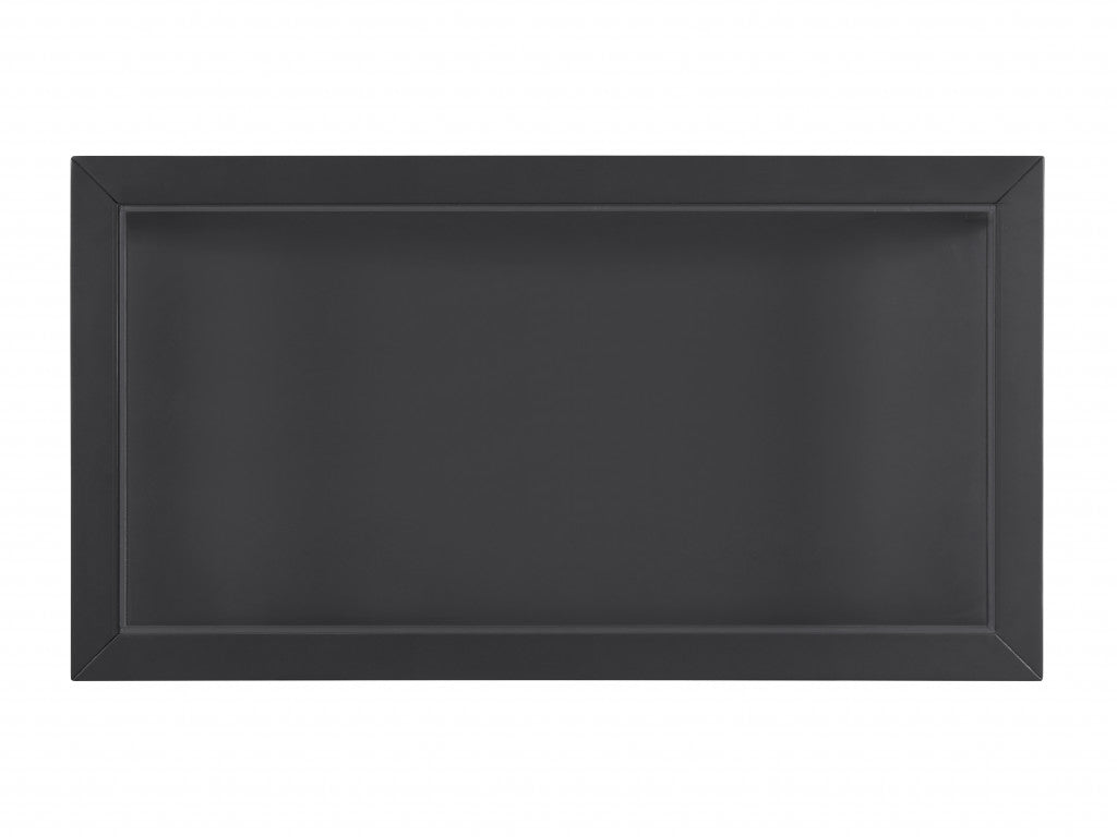 48" Black Glass Rectangular Coffee Table With Shelf