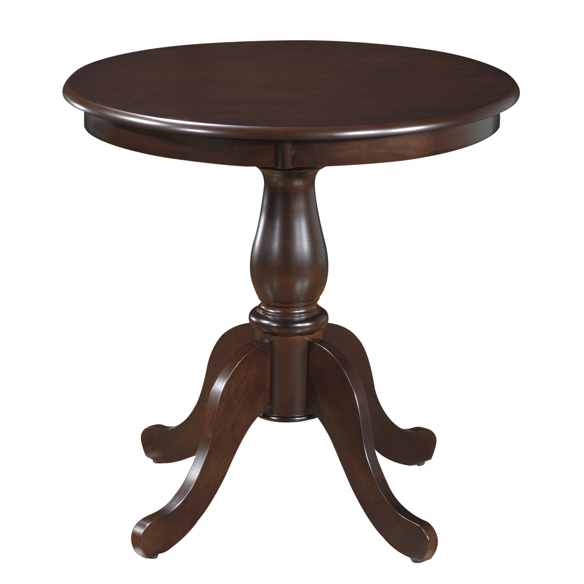 Dark Brown Round Turned Pedestal Base Wood Dining Table 30"