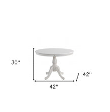 White Round Turned Pedestal Base Wood Dining Table 42