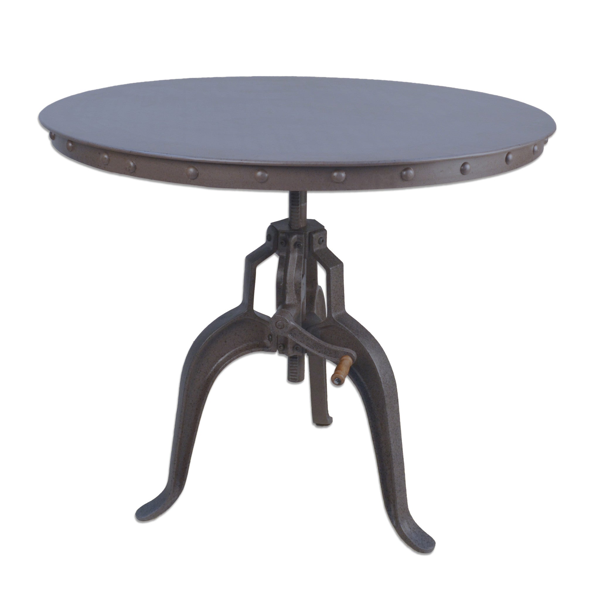 Industrial Gray Adjustable Crank Round Top Dining Table 36"