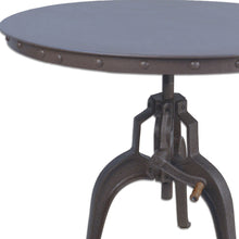 Industrial Gray Adjustable Crank Round Top Dining Table 36