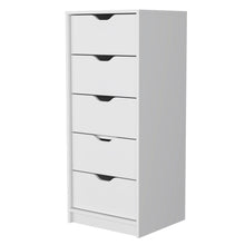 White Wood Five Drawer Narrow Dresser 18