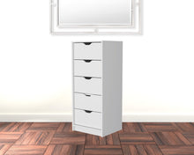 White Wood Five Drawer Narrow Dresser 18