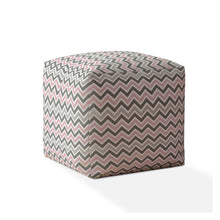 Pink Twill Chevron Pouf Ottoman 17
