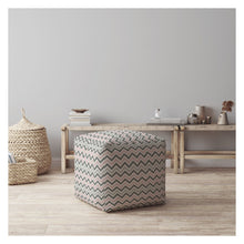Pink Twill Chevron Pouf Ottoman 17