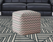 Grey And Pink Twill Chevron Pouf Ottoman 17