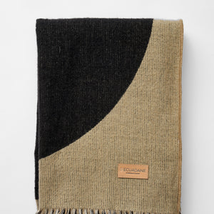 Black And Tan Woven 100% Modacrylic And Recycled Fibers Reversable Throw