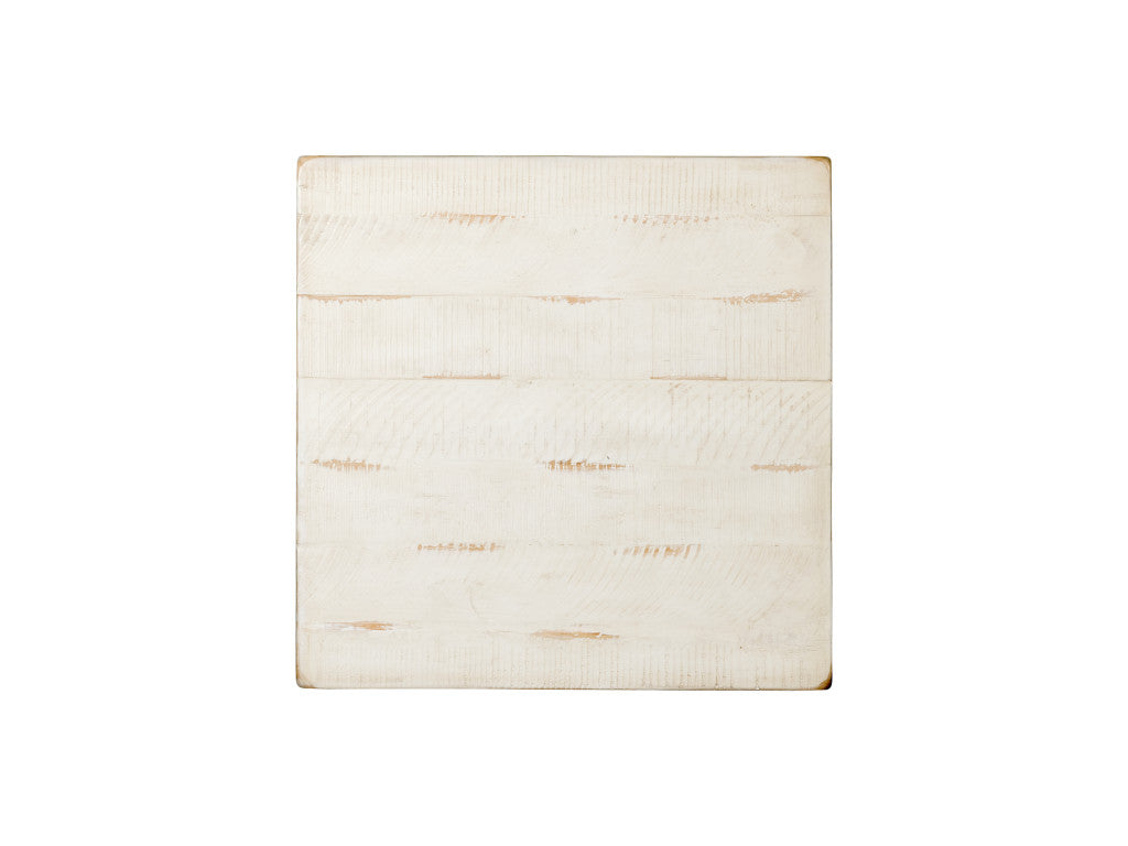 24" Rustic White Solid Wood Square End Table With Shelf