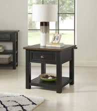 Black And Brown Solid Wood End Table With Drawer And Shelf 24