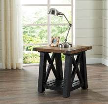 Black Stain And Natural Solid Wood End Table With Shelf 24