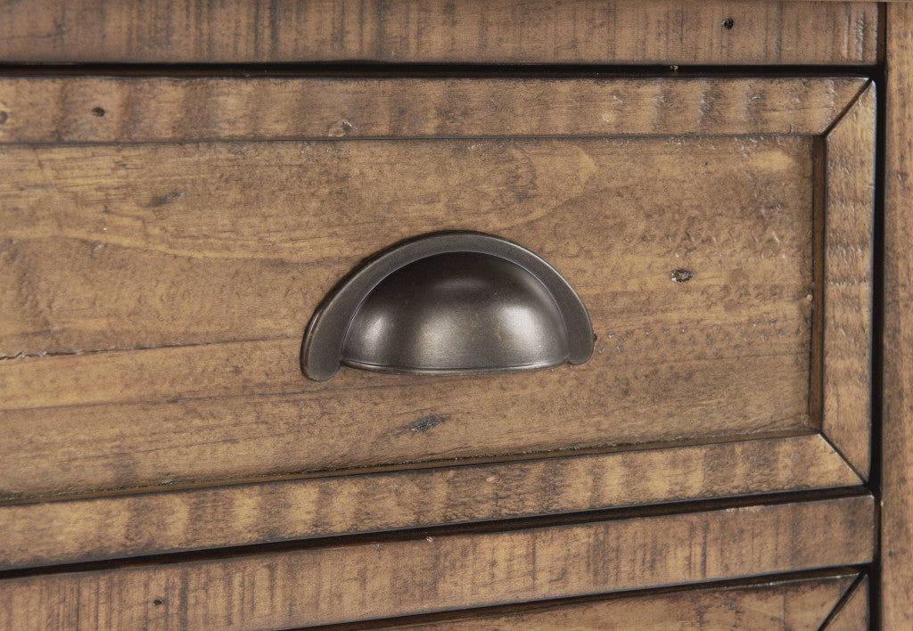 25" Natural Solid Wood Narrow End Table With Drawer and USB